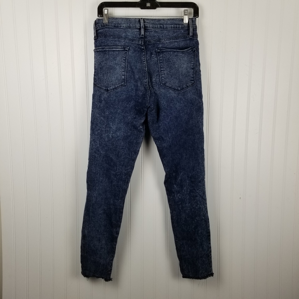 Frame Jeans le High skinny Raw Edge Beat Size 30 Ankle Stretch Cropped Dark Wash - Picture 2 of 12